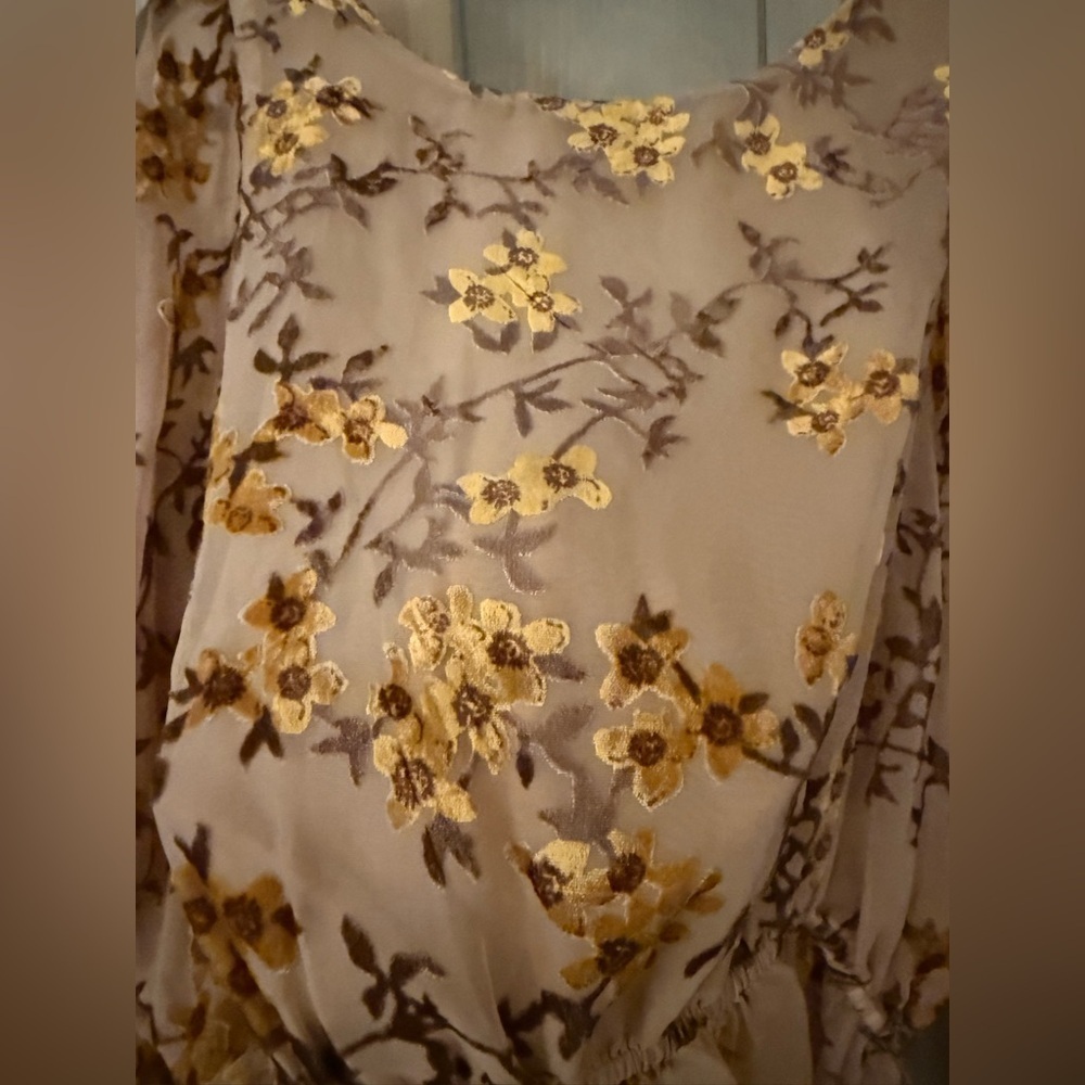 NWT Storia Velvet Floral Burnout Peplum Blouse - Picture 6 of 8